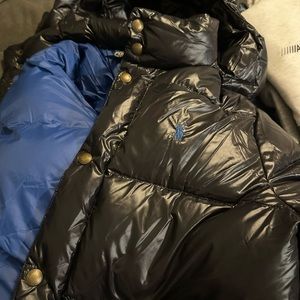Polo puff jacket size 14/16 youth black/dark blue